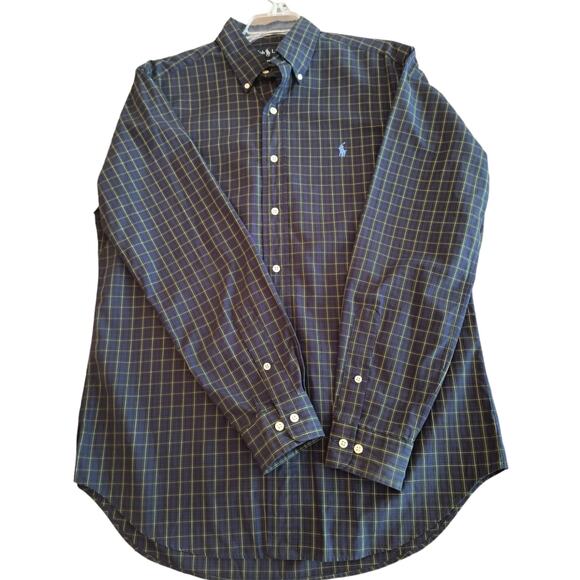 Ralph Lauren Classic Fit Button Down Shirt Men's Size 15.5 Blue Plaid Lng Sleeve - Picture 4 of 14